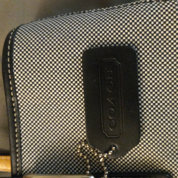 Black and White Coach Purse with Leather trim - Picture 2 of 6